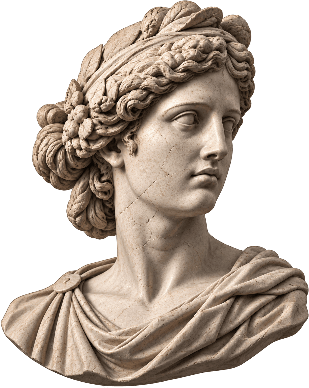 Marble bust crowned with a laurel wreath